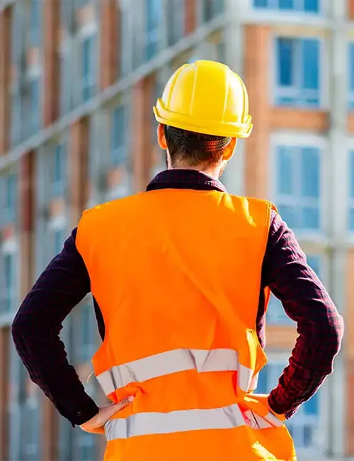 Construction team reviewing plans